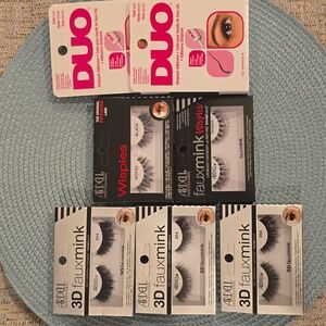 ARDELL BRAND WOMEN'S FALSE EYELASHES BUNDLE OF 5 PAIRS AND STRIPLASH ADHESIVE